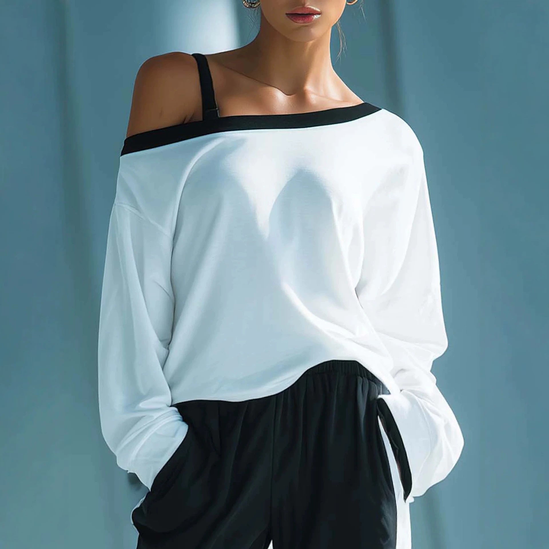 Celeste off-shoulder lounge set with matching trousers