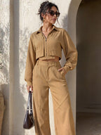 Aurore™ Zip Crop Top & Wide-Leg Pants Set