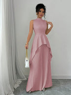 Inès™ Stand-Collar Sleeveless Suit Set