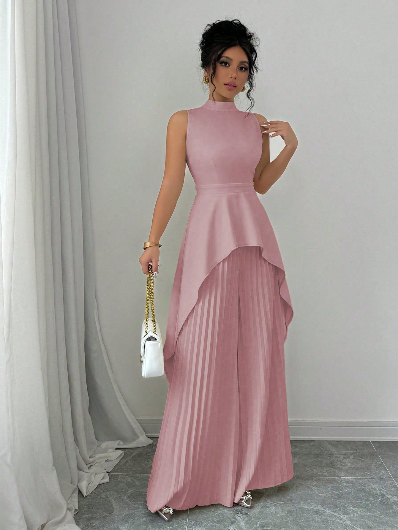 Inès™ Stand-Collar Sleeveless Suit Set