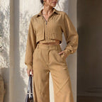 Aurore Zip Crop Top Wide Leg Pants Set